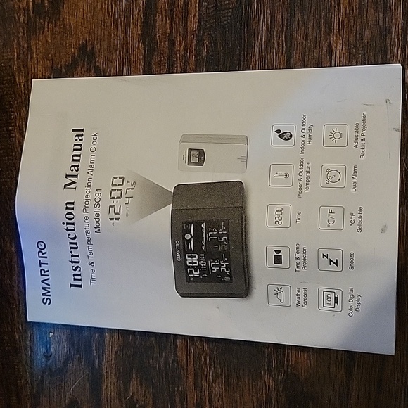 Black Weather Station Projection Clock NWOT - Picture 10 of 12